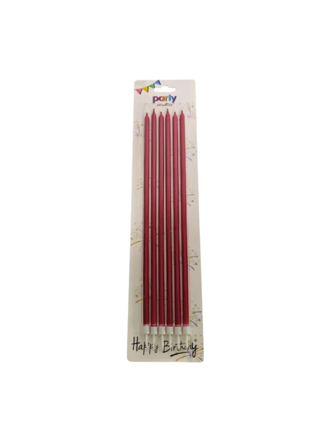 Nedi 25 Cm İnce Uzun Mum 6"lı Kırmızı 81017