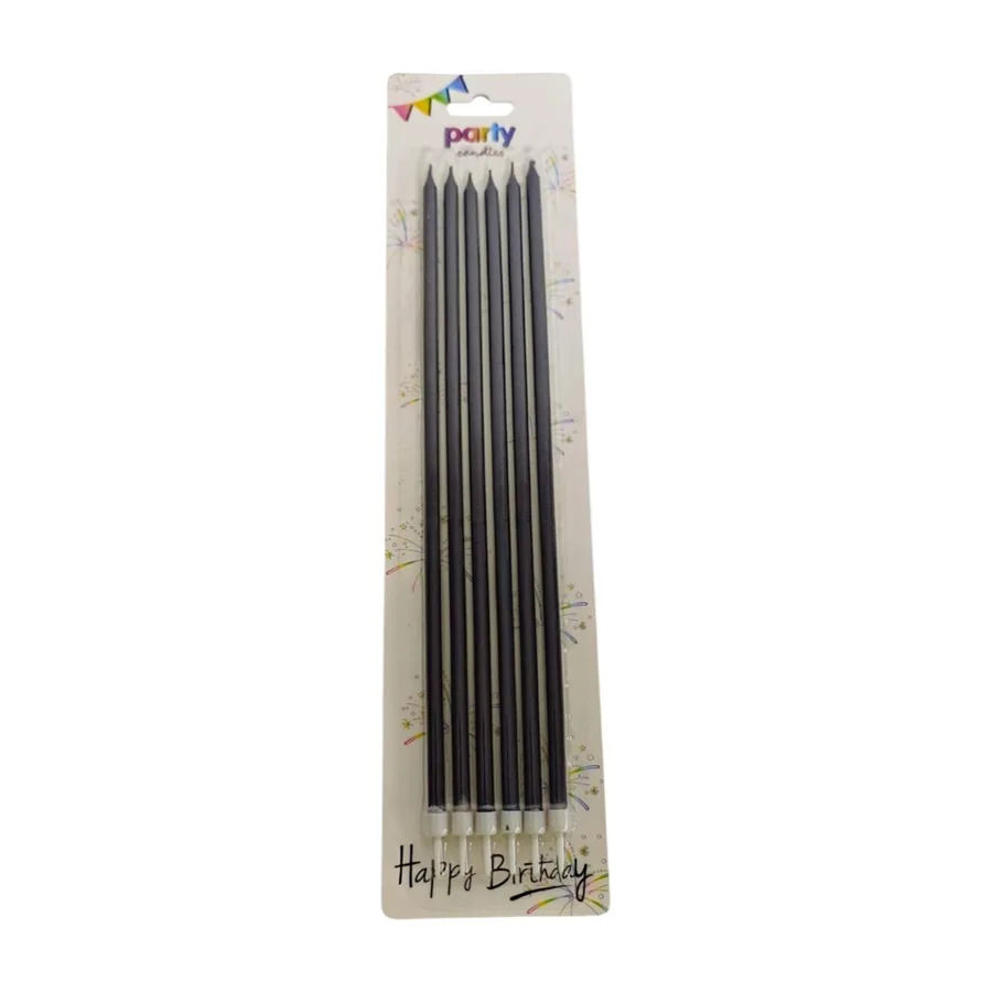 Nedi 25 Cm İnce Uzun Mum 6"lı Siyah 81020