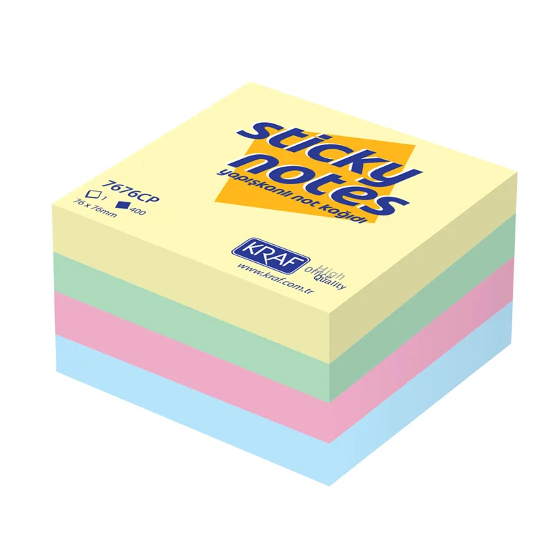 Kraf 76x76 Mm Yapışkanlı Not Kağıdı Pastel 400 Yp 7676cp