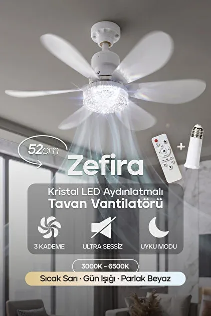 Feny Fn-f82 Zefira 3 Kademeli Ultra Sessiz Uyku Modlu Led Tavan Pervane Vantilatör