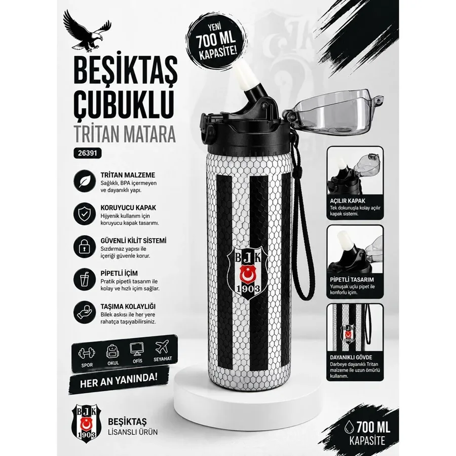 Me Beşiktaş Tritan Plastik Matara 26391