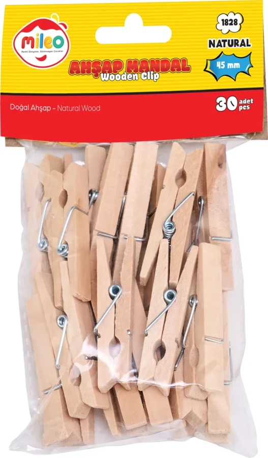 Mileo 45 Mm Ahşap Mandal Natural 30 Lu 1828