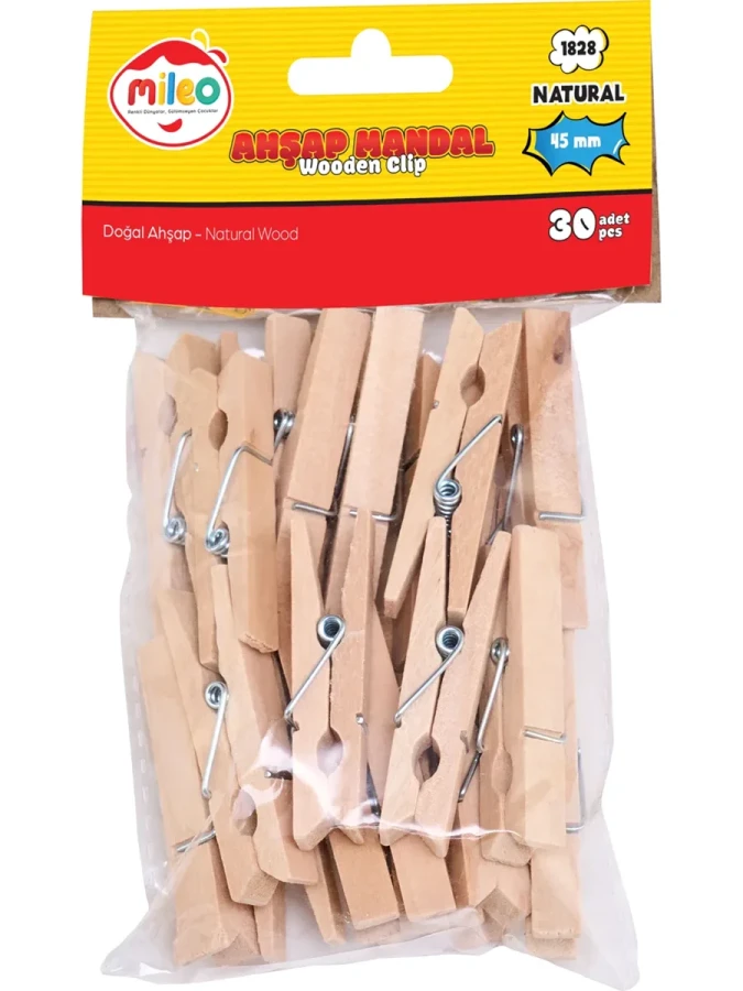 Mileo 45 Mm Ahşap Mandal Natural 30 Lu 1828