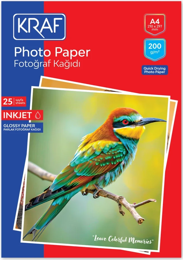 Kraf A4 200 Gr İnkjjet Parlak Fotoğraf Kağıdı 25"li 2200