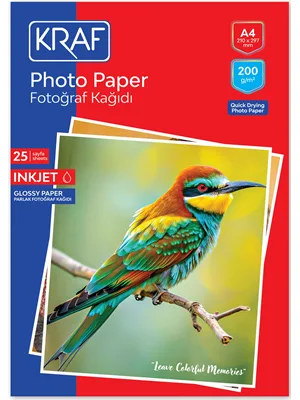 Kraf A4 200 Gr İnkjjet Parlak Fotoğraf Kağıdı 25"li 2200