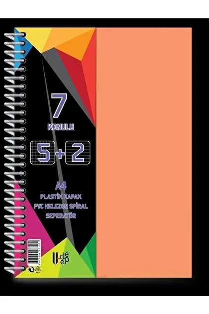 U-deep A4 Pp Kapak Spiralli Defter 5+2 Bölmeli 175 Yp