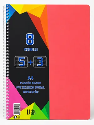 U-deep A4 Pp Kapak Spiralli Defter 5+3 Bölmeli 200 Yp