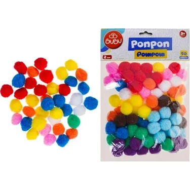 Bubu 2 Cm Ponpon Renkli Karışık 50"li Pon002