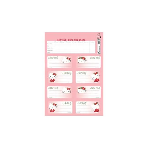 Keskin Color Hello Kitty Okul Etiketi Ders Programlı 3 Lü 220130-08