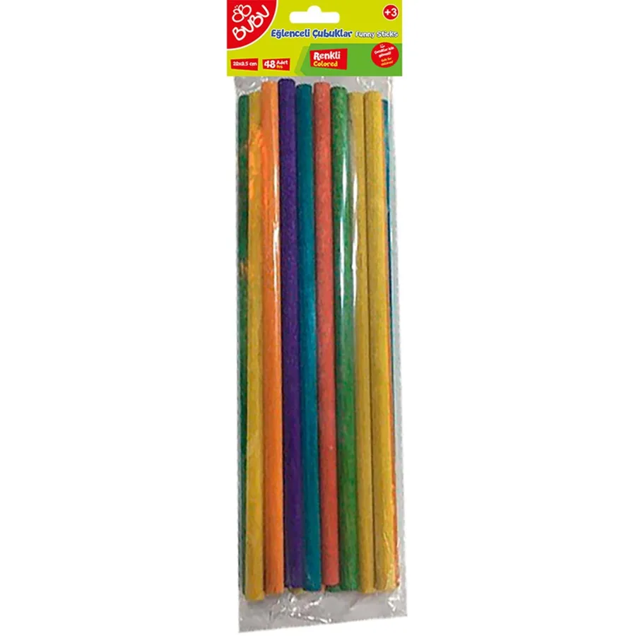 Bubu 20x0.5 Cm Renkli Eğlenceli Çubuklar 24"lü Hs0017
