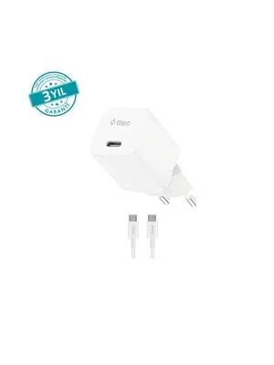 Ttec 2scg30lb 30w 150 Cm Usb-c Kablo ve Type-c Şarj Adaptörü Set Beyaz