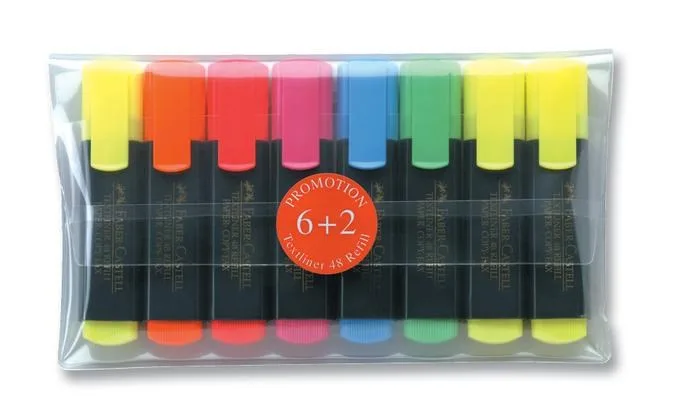 Faber Castell Fosforlu Kalem 8 Li Takım (6+2 Li Poşet) 154862