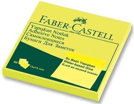 Faber Castell 75x75 Mm Yapışkanlı Not Kağıdı Fosforlu Sarı 5089565434