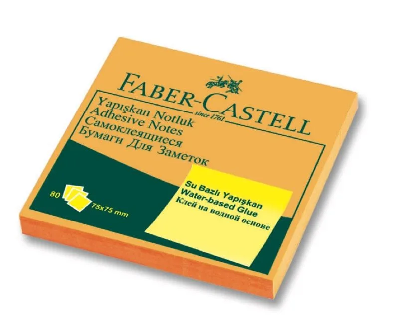 Faber Castell 75x75 Mm Yapışkanlı Not Kağıdı Turuncu 65435