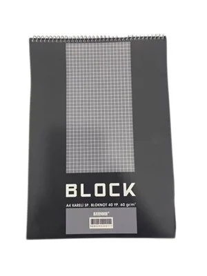 Bayındır A4 Spiralli Karton Kapak Bloknot 60 Gr Beyaz Kağıt Kareli 40 Yp