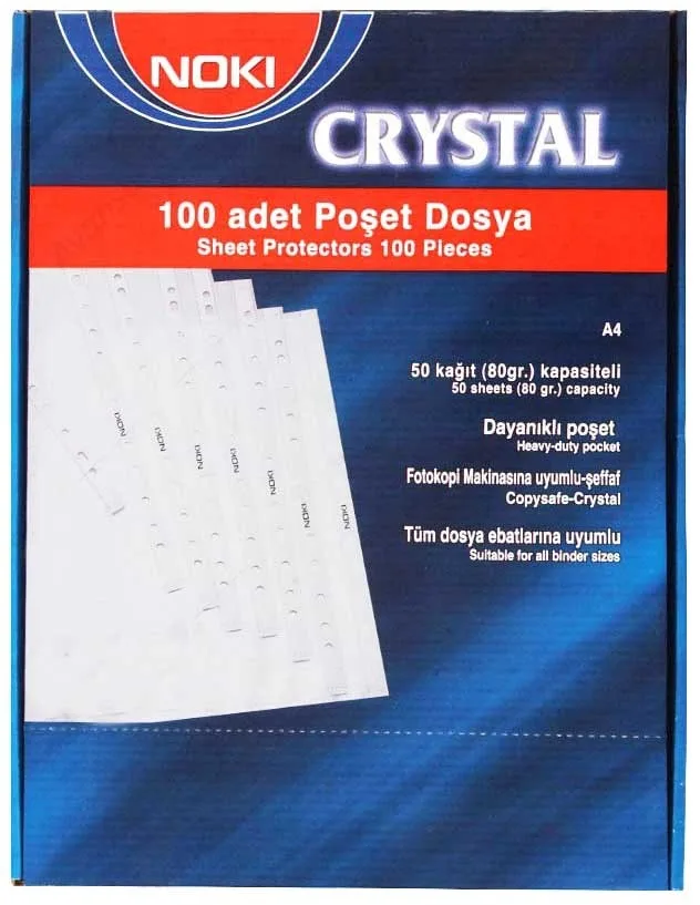 Noki Mavi Kenarlı A4 Cristal Poşet Dosya 4830-cr