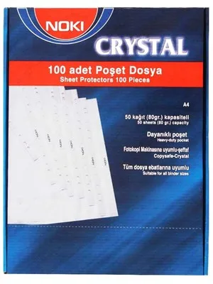 Noki Mavi Kenarlı A4 Cristal Poşet Dosya 4830-cr