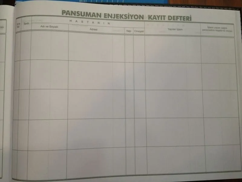 Turkuaz Pansuman Enjeksiyon Kayıt Defteri 400yp