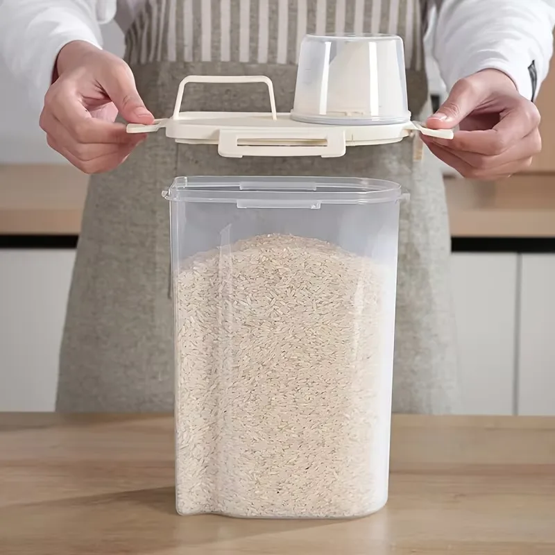 Ölçü Kabı Kapaklı Bakliyat Saklama Kabı - Kulplu Tasarım - 1800 ml