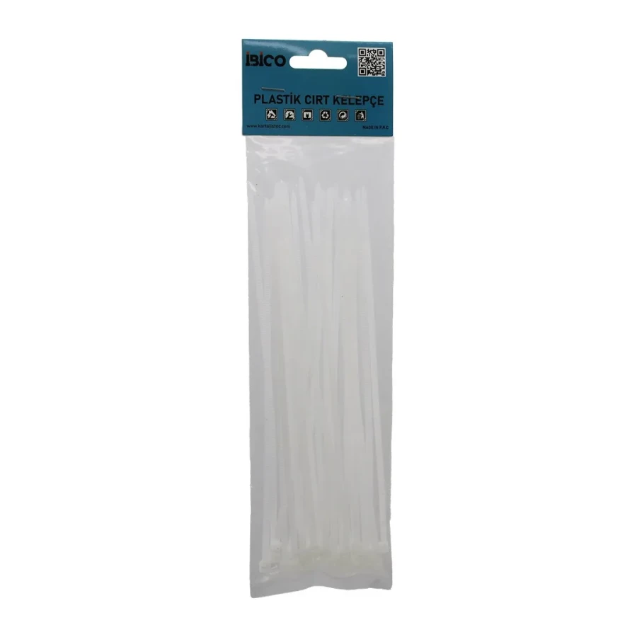 25'li Cırt Kelepçe - Plastik - Beyaz Renk - Kablo Bağı