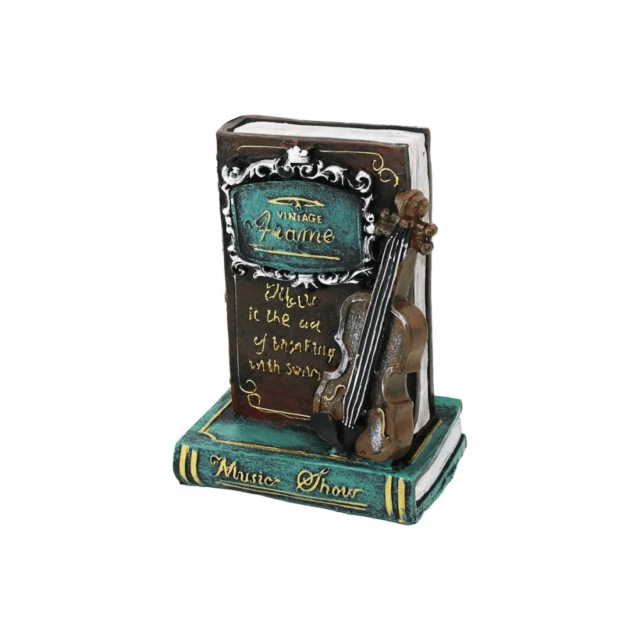 Kitap ve Keman Tasarımlı Biblo Kumbara - Vintage Model - Dekoratif Obje