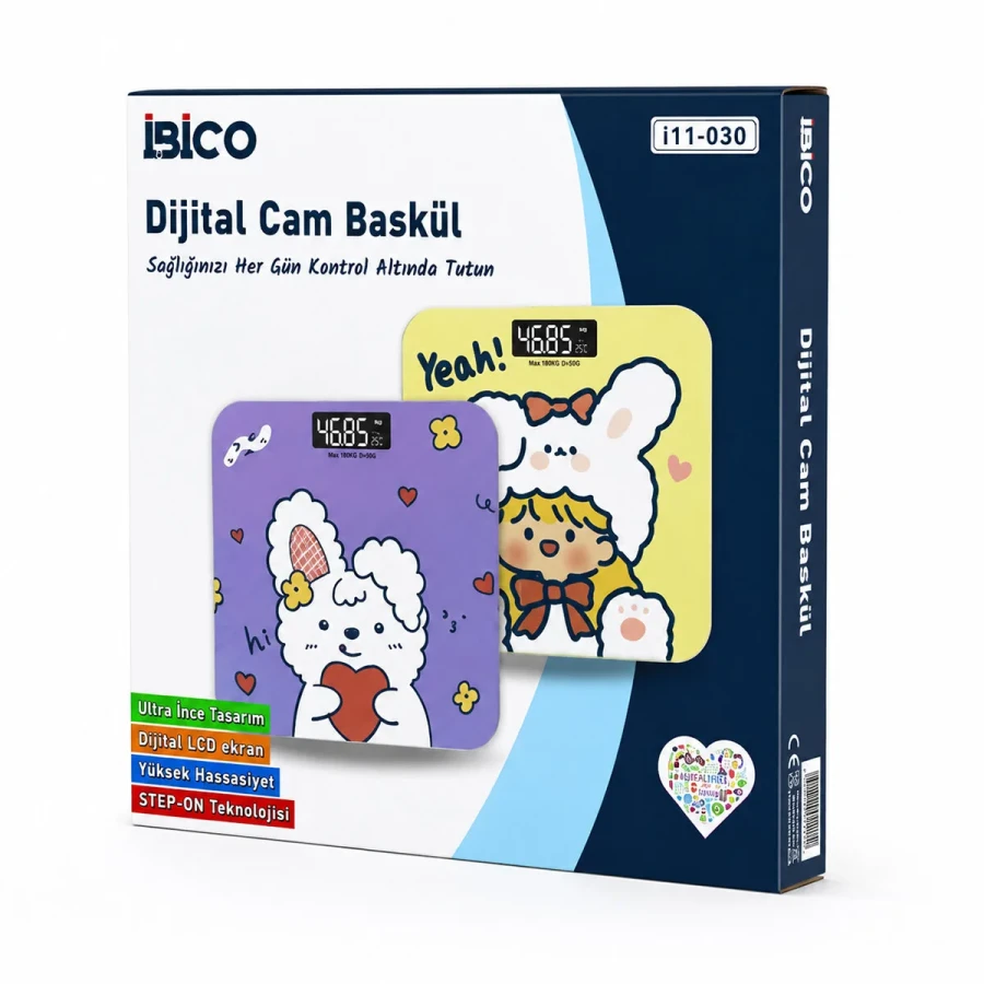 Dijital Cam Tartı - Sevimli Desenli Tasarım - LCD Ekran - Pilli