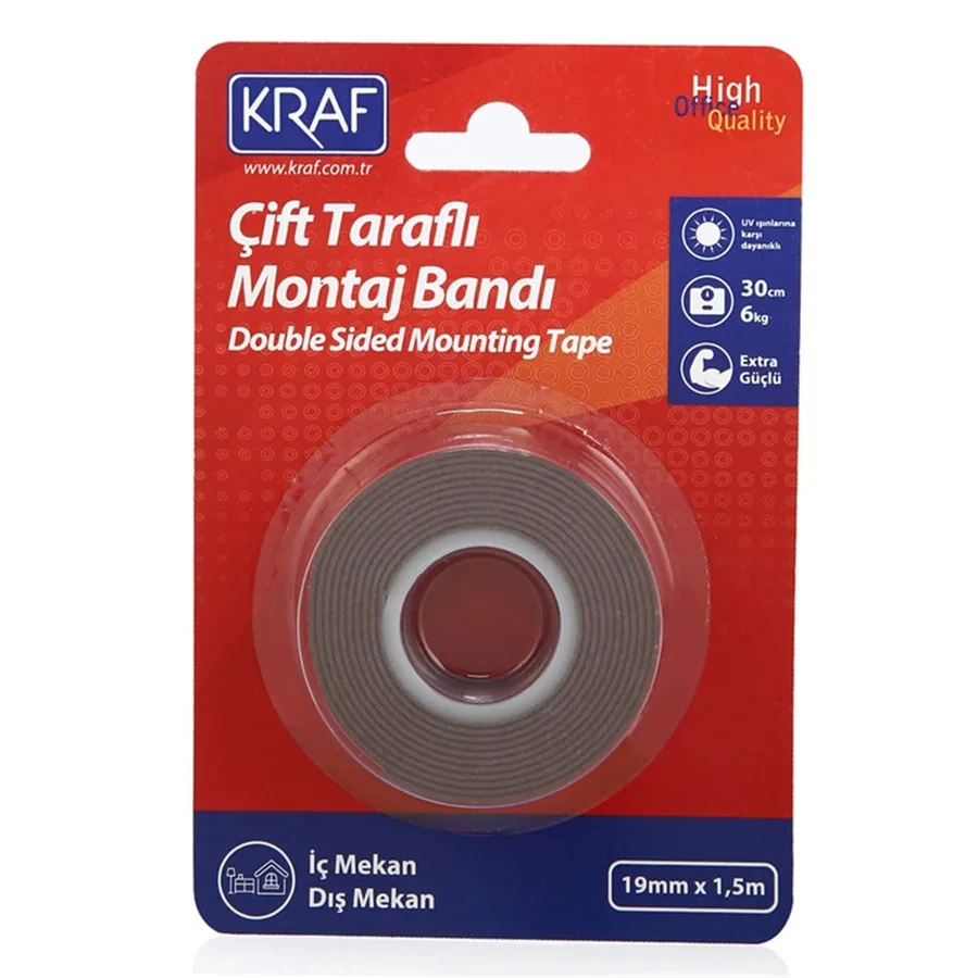 Kraf 19 Mmx1.5 Mt Çift Taraflı Köpük Bant 2520g