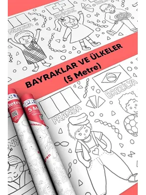 Proll 500cm X 60cm Ülkeler ve Bayraklar Dev Boyama Kağıdı