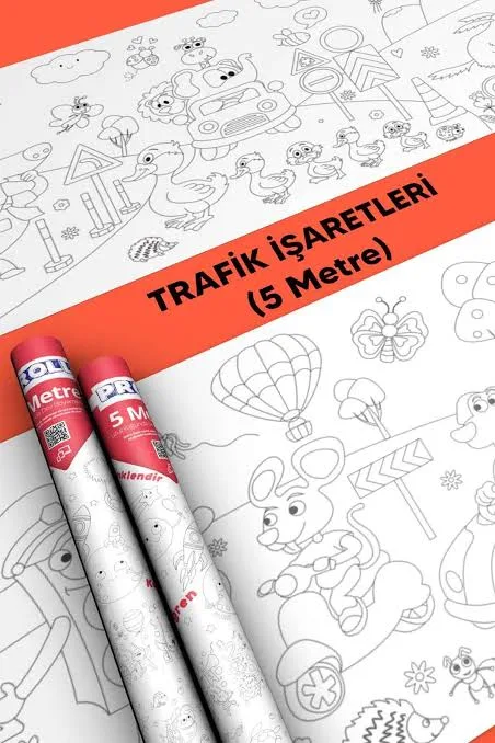 Proll 500cm X 60cm Trafik İşaretleri Dev Boyama Kağıdı
