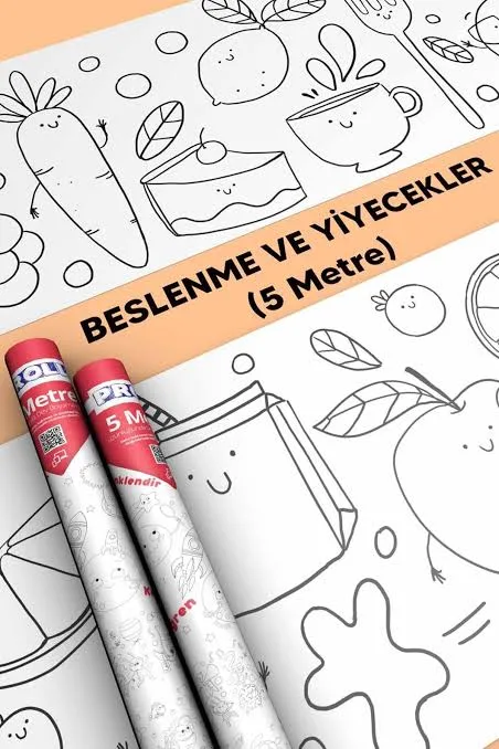Proll 500cm X 60cm Sağlıklı Beslenme Dev Boyama Kağıdı