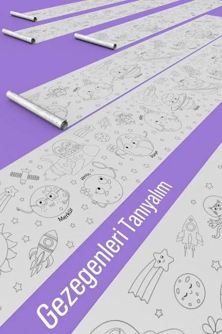 Proll 500cm X 60cm Gezegenler Dev Boyama Kağıdı
