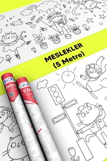 Proll 500cm X 60cm Meslekler Dev Boyama Kağıdı