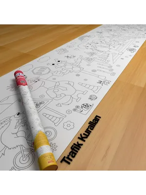 Proll 200cm X 30cm Trafik İşaretleri Dev Boyama Kağıdı
