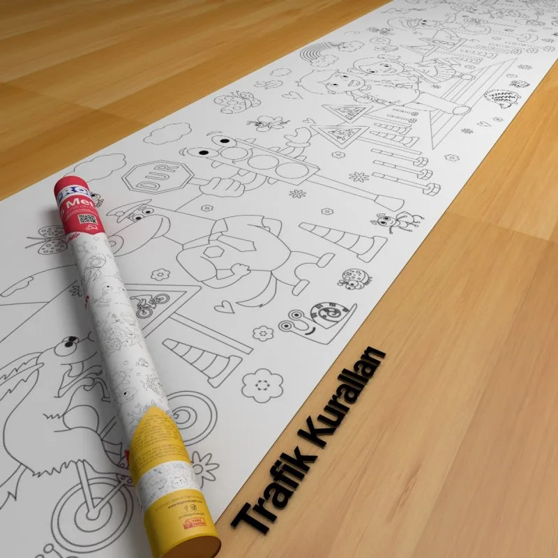 Proll 200cm X 30cm Trafik İşaretleri Dev Boyama Kağıdı