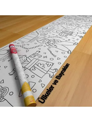 Proll 200cm X 30cm Ülkeler ve Bayraklar Dev Boyama Kağıdı