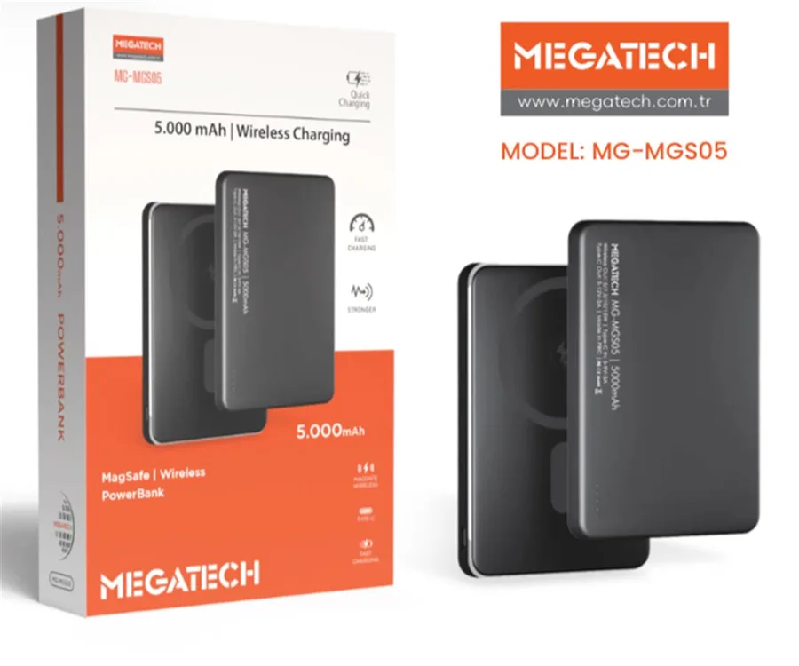 Megatech Mg-mgs05 5.000 Mah Magsafe Wireless Kablosuz Şarj Destekli Powerbank