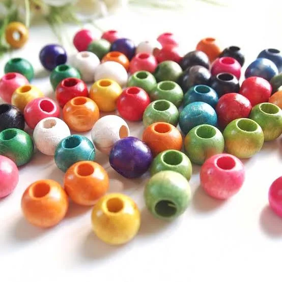 Unıversal 10 Mm Yuvarlak Renkli Ahşap Boncuk 100 Gr