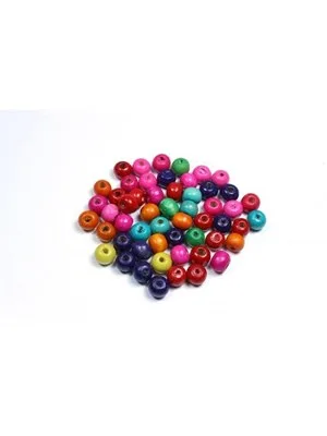 Unıversal 10 Mm Yuvarlak Renkli Ahşap Boncuk 100 Gr