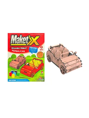 Elif Ahşap Maket Boyama Set Araba 9793