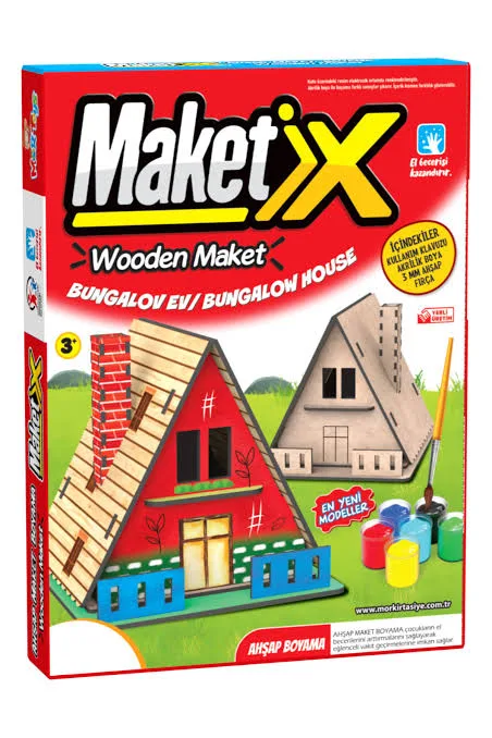 Elif Ahşap Maket Boyama Set Bungalov Ev 9809