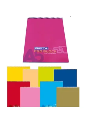 Gıpta Pro Block A5 Karton Kapak Üst Spiralli 40 Yp Kareli Bloknot 1401