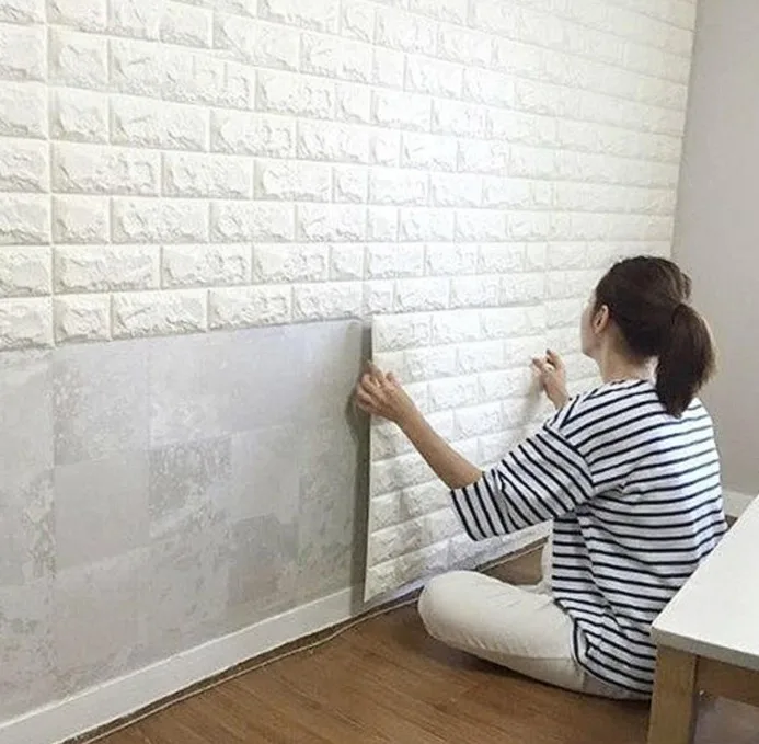 3D Tuğla Desenli Kendinden Yapışkanlı Duvar Paneli 58x38 cm