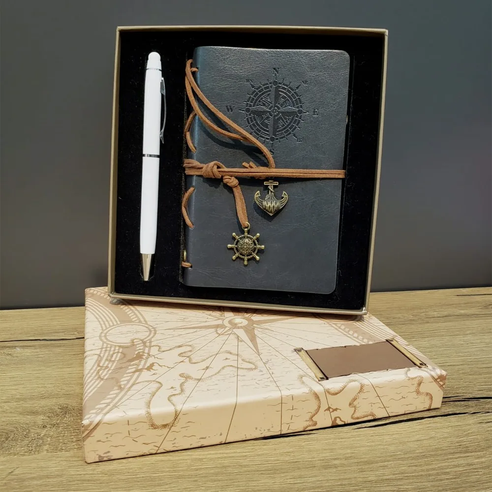 Gri Defter Ve Beyaz Kalem Kutulu Set