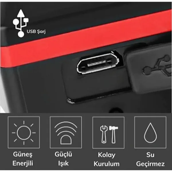 Güneş Enerjili Bisiklet Işıklı Korna