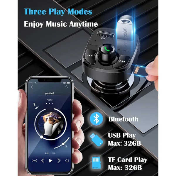 QC 3.1A USB &amp; PD /TF FM Transmitter