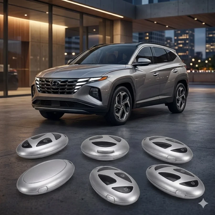 Hyundai Tuscon Ioniq Uyumlu Smart 3 Buton Silikon Oto Anahtar Kumanda Kabı Kılıf Gri