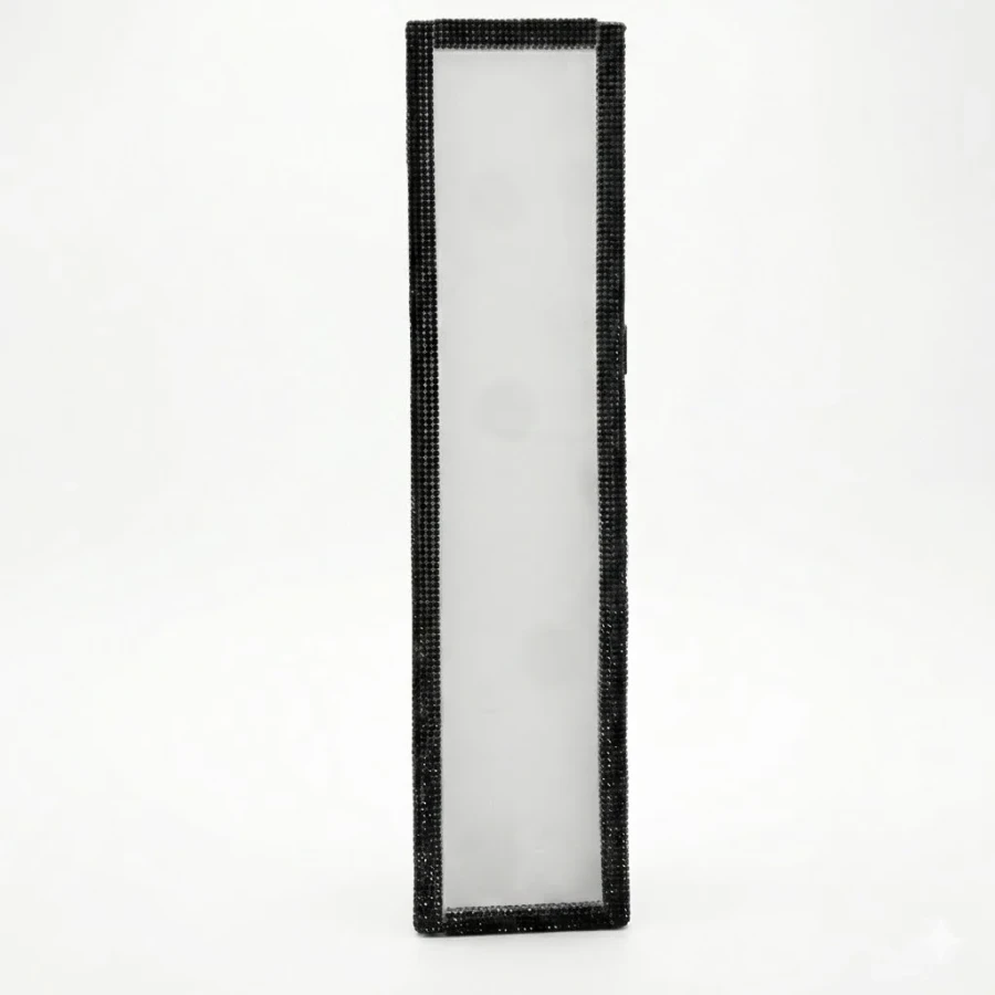 Kristal Taşlı İç Dikiz Aynası Tırnaklı Ayna 29,5x7cm Siyah