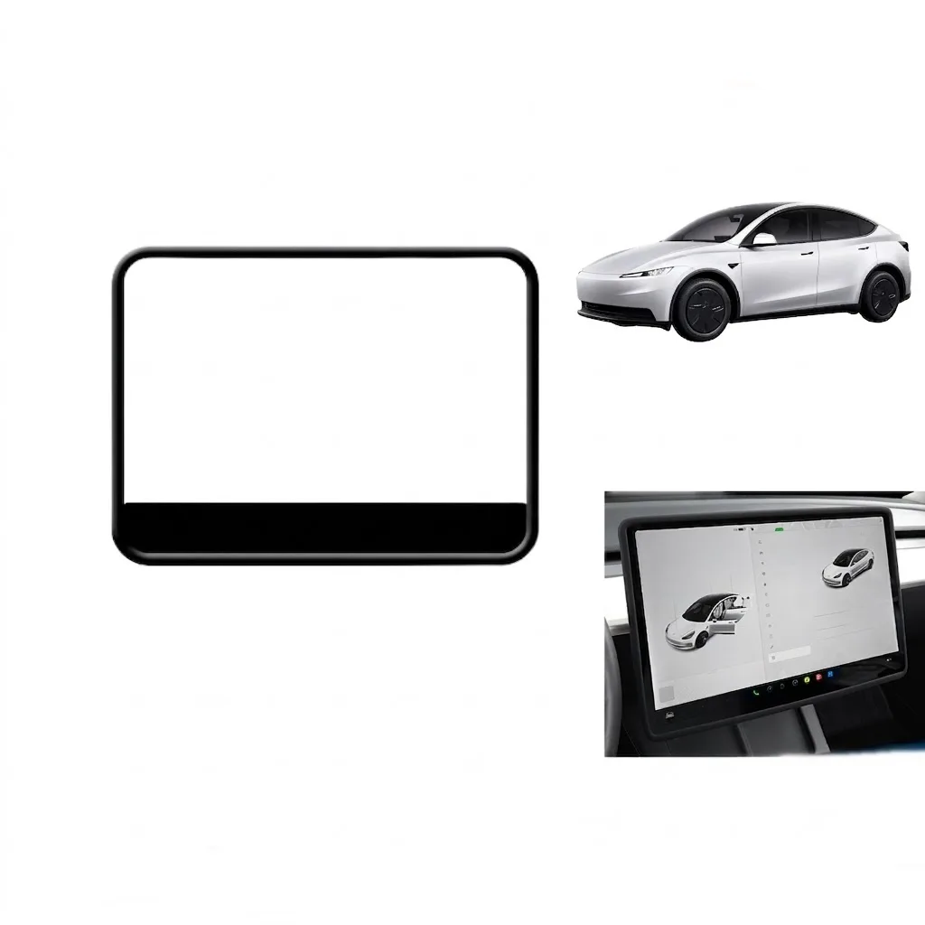 Tesla Model Y Standart ve Juniper Uyumlu Multimedya Ön Ekran Kenar Koruyucu Silikon Çerçeve Trim 1 Adet Siyah