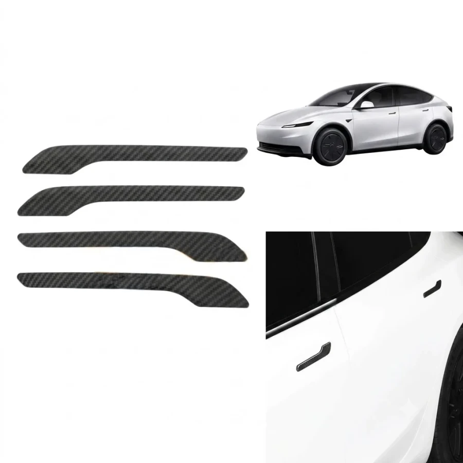 Tesla Model 3 Y Uyumlu Karbon Dış Kapı Kolu Koruyucu Kaplama Seti 4 lü Siyah
