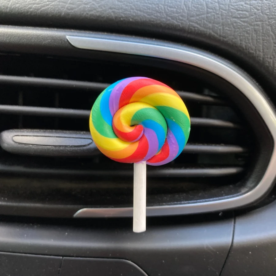 Lolipop Şeker Figürlü Klima Havalandırma Izgara Süsü Klips Mavi Kırmızı